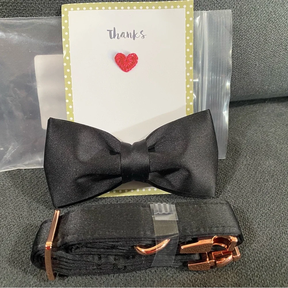 ⭐️New Unique style paws Dog Collar, Black Silk Dog Collar with Bow